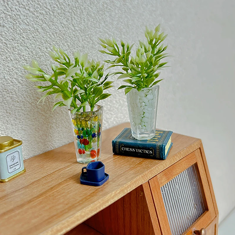 Vase l'inventaire en verre pour maison de courses, accessoires de meubles pour décor de maison de beurre, jouets de simulation pour enfants, 1:12