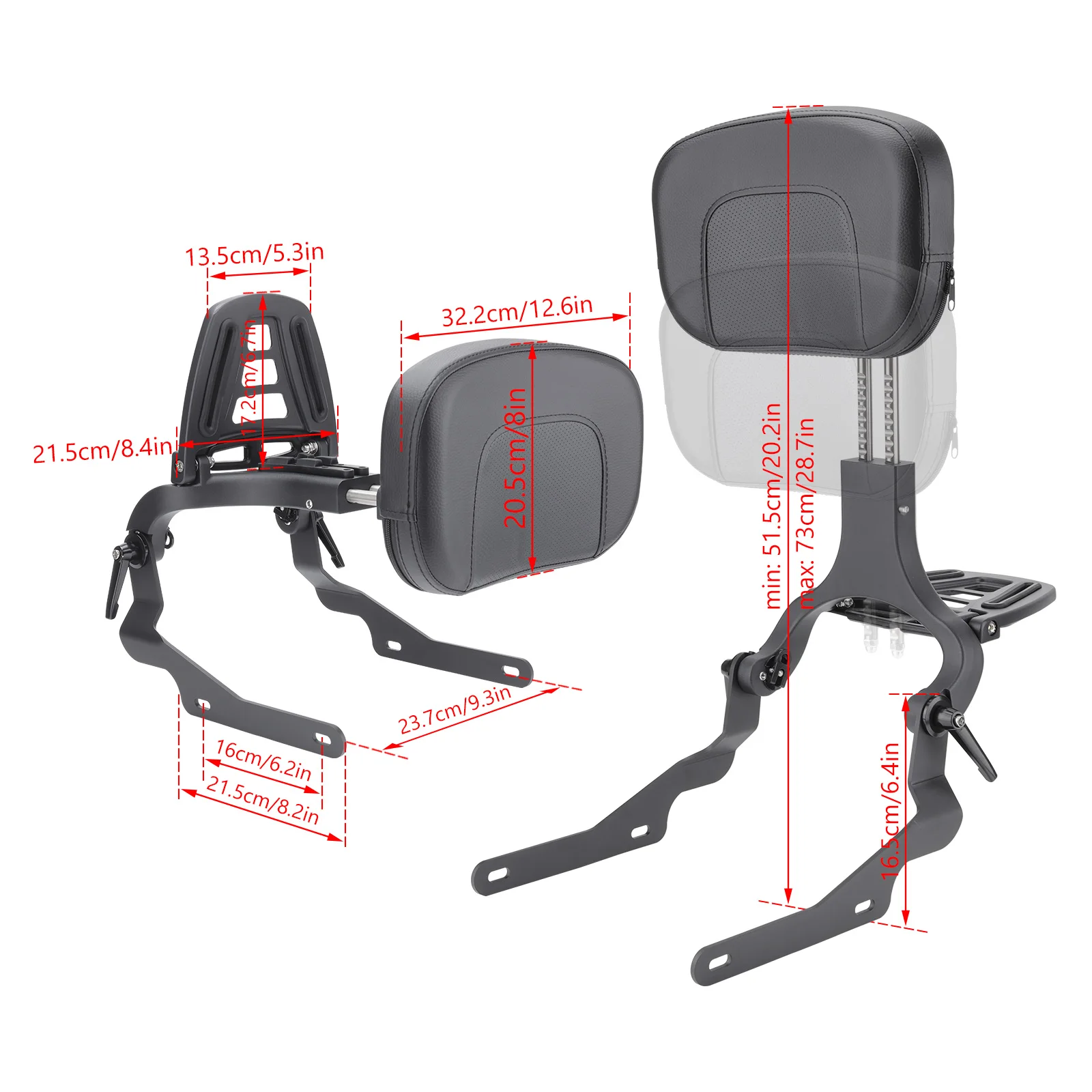 Multi-Purpose Passenger Driver Backrest + Luggage Rack + Mount Kit for Harley Nightster RH 975 Special RH975S 2022 2023 2024