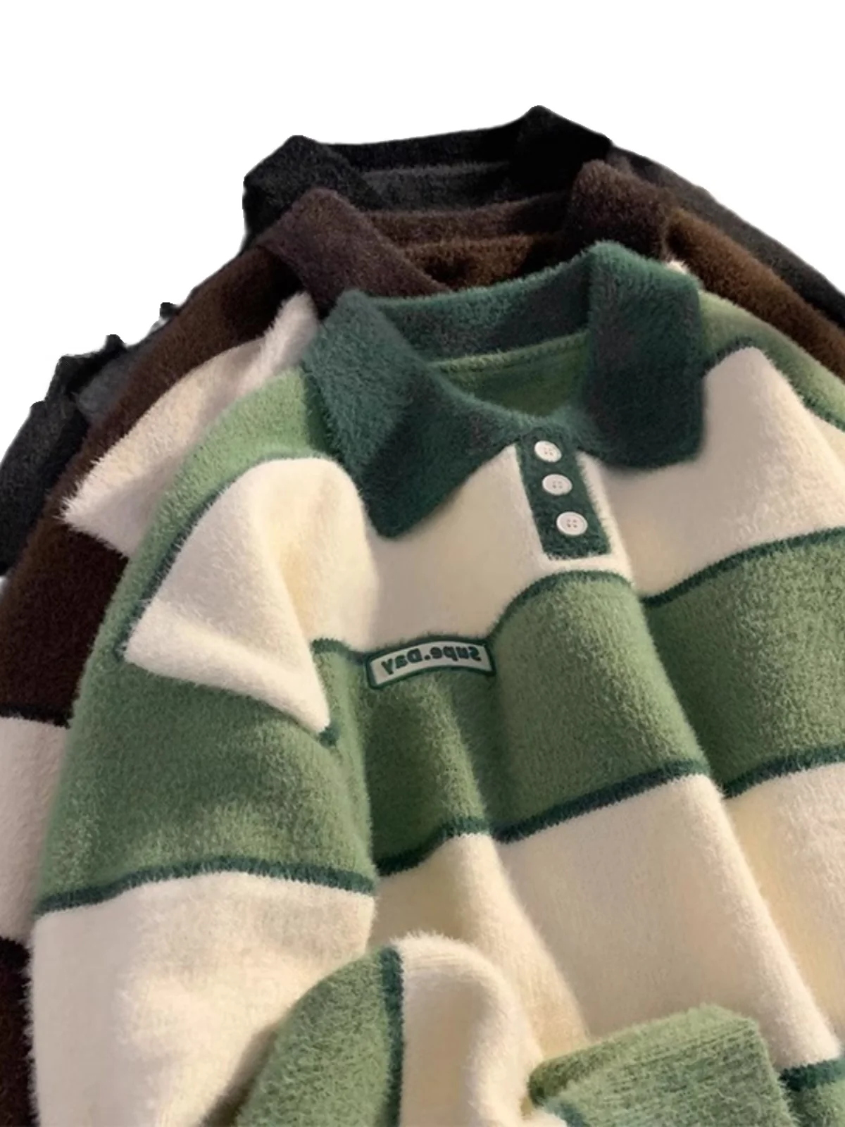 

Американский Sle Oversize Plaid Forest System Трикотаж с тонким воротником Мужской и женский осенне-зимний вязаный свитер Lazy Sle...