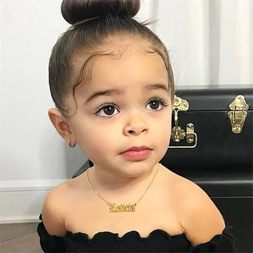 Personalized Custom Child Necklace Baby Name Necklaces Sliver Gold Color Jewelry Cute Exquisite Children\'s Day Gift