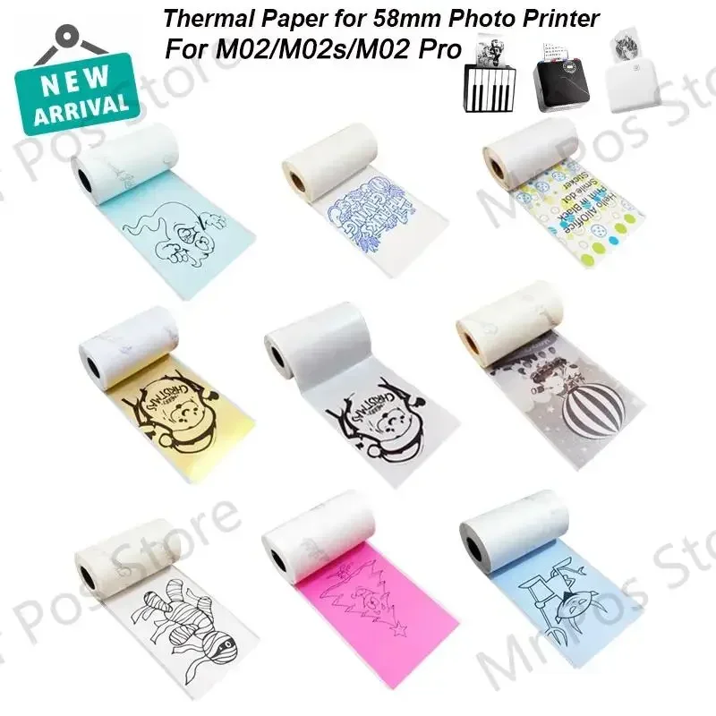 Self-Adhesive 53mm Thermal Paper Printable Sticker Label Papers for M02/M02S/M02/T02 Pro Pocket Printer for iphone Photo Paper