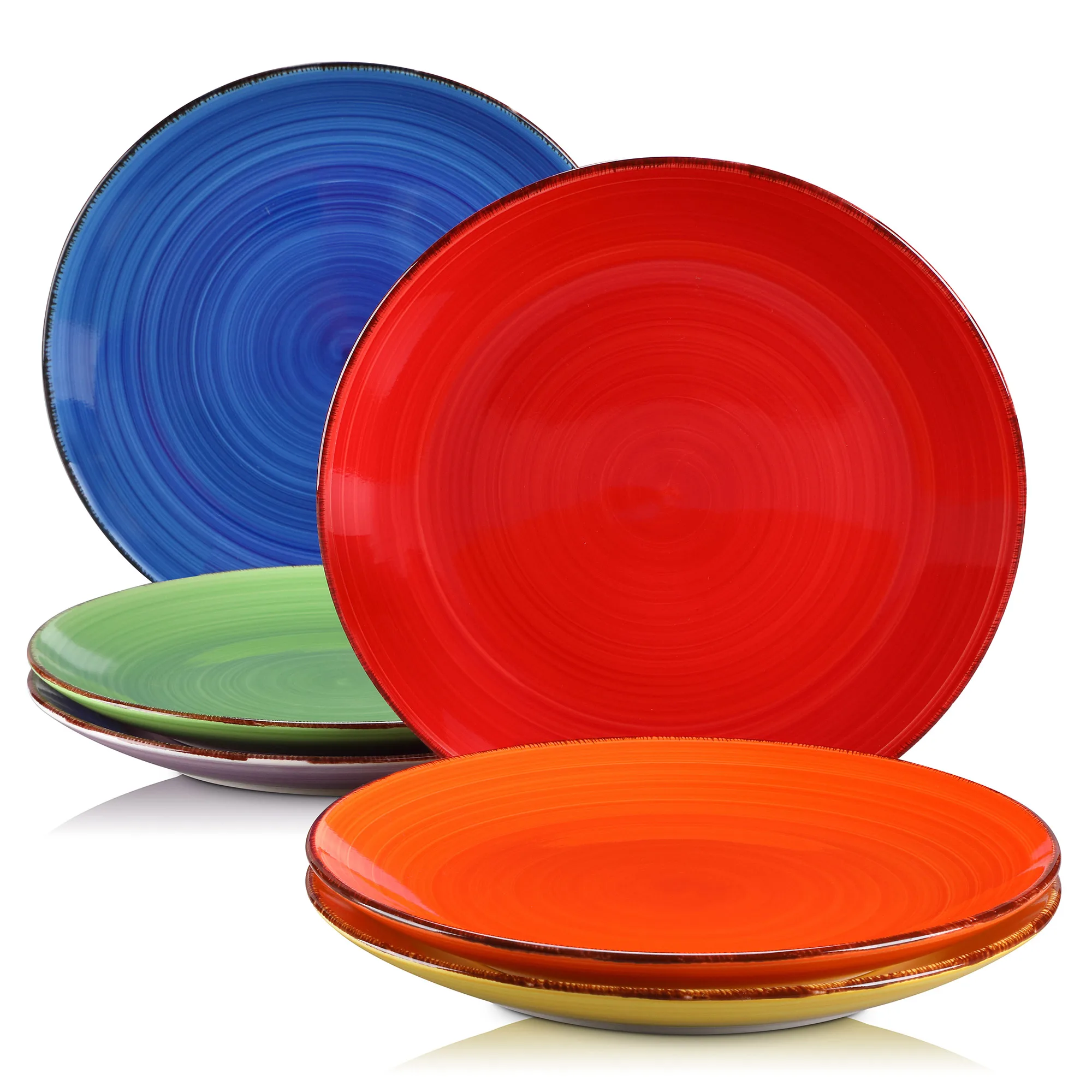 vancasso Bonita Multicolour 10.4 inch Dinner Plate Set of 6, Handpainted Big Plate Set in Rustic Look, 26.5cm Serving Plate for