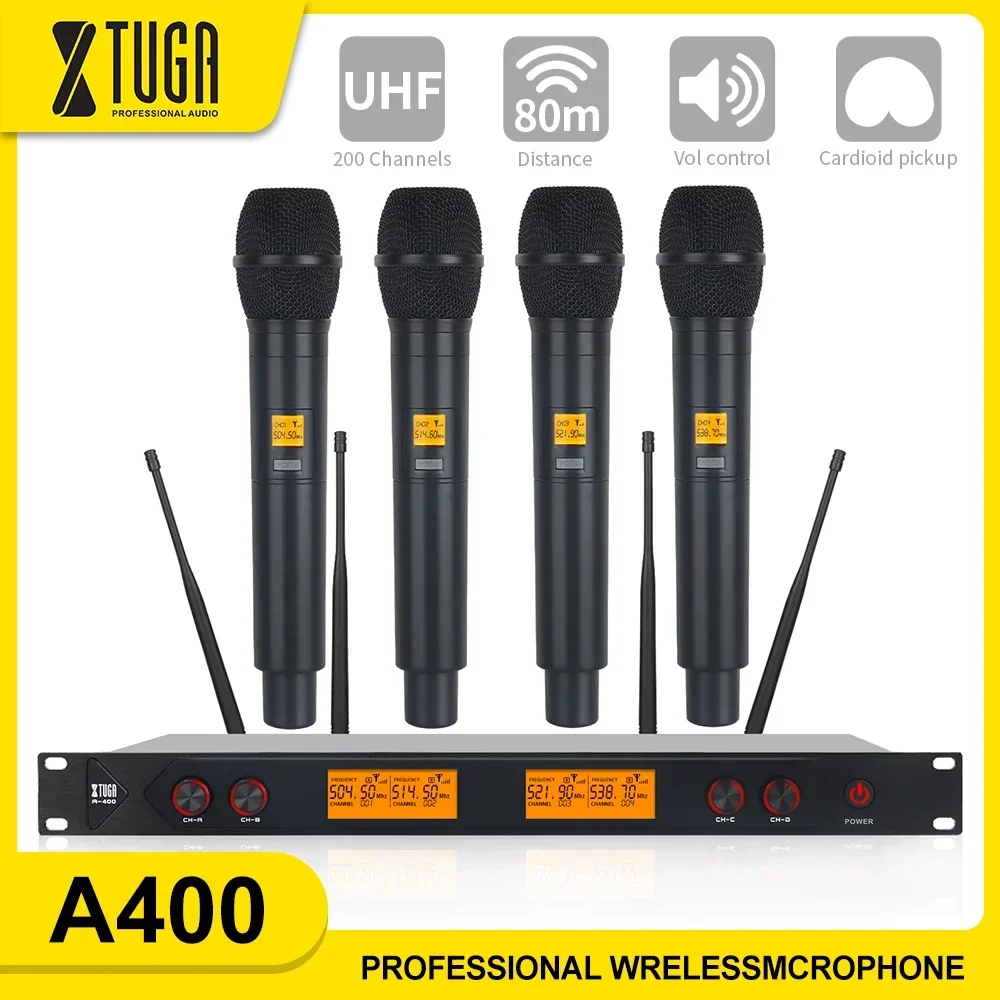 XTUGA A400 UHF Professional Wireless Handheld Microphone High-Quality Portable For Church Stage Performances Speeches Teaching