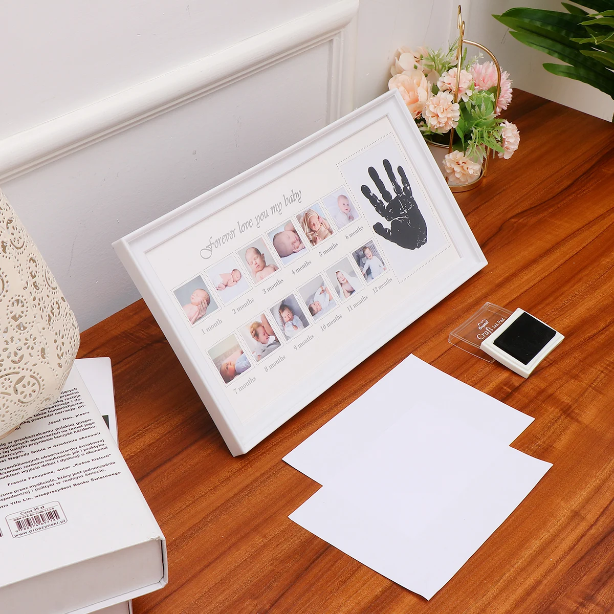 

Запись роста, отпечаток руки, след руки, подарок на память, прочная ежемесячная картина для новорожденных, белая 12 месяцев, запись роста новорожденного