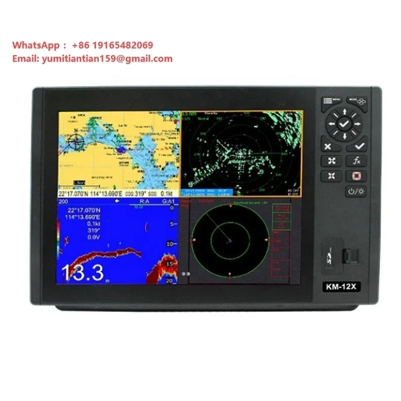Marine ONWA KM-12X 12-inch Color TFT LCD GPS Chart Plotter With Marine Radar with Fish Finder Function