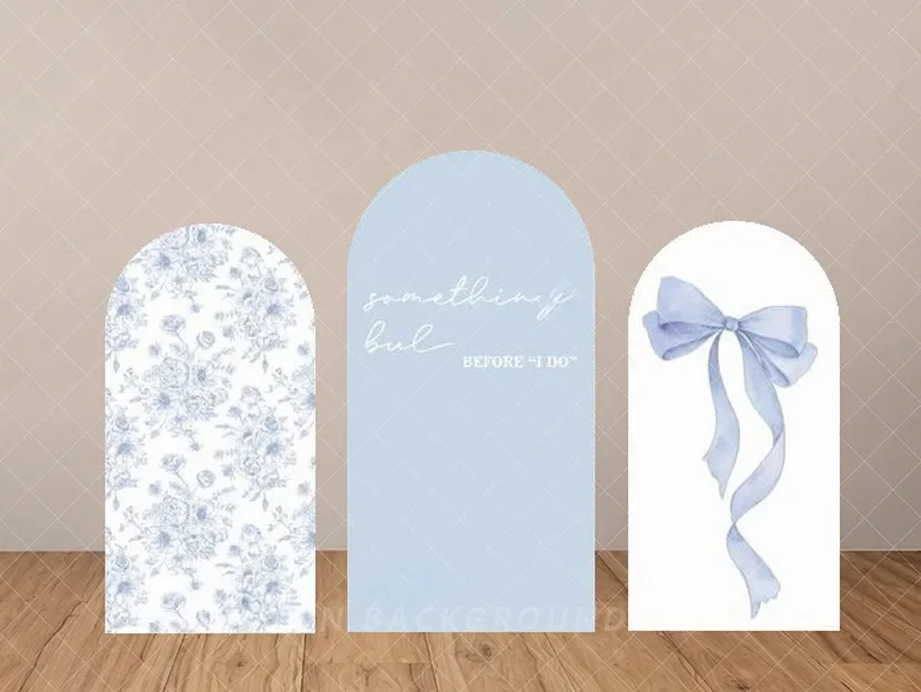 Custom Blue Bow Arch Backdrop Cover Elegant Baby Shower First Birthday Party Decoration Girl Event Photo Background