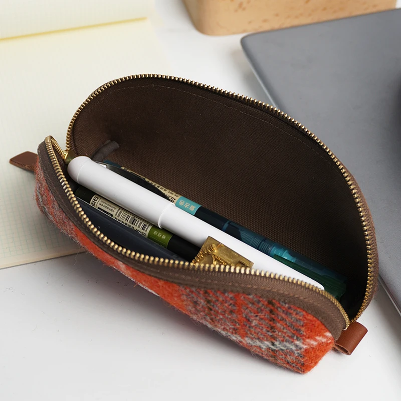 Original DIY high-Quality Pen Case Pencil Pouch Wool Zipper Stationery Storage Bag