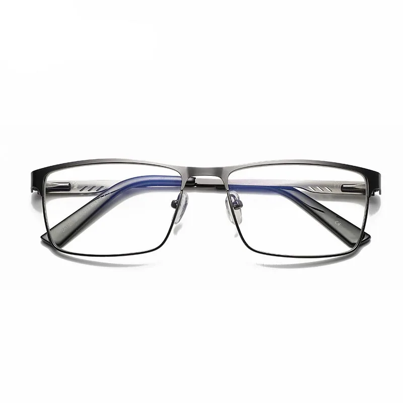 Rechteckige Brille aus Metall mit großem Rahmen für Männer und Frauen, Frühlingsbein, alter Mann, Lesebrille, Brillen für Bürocomputer
