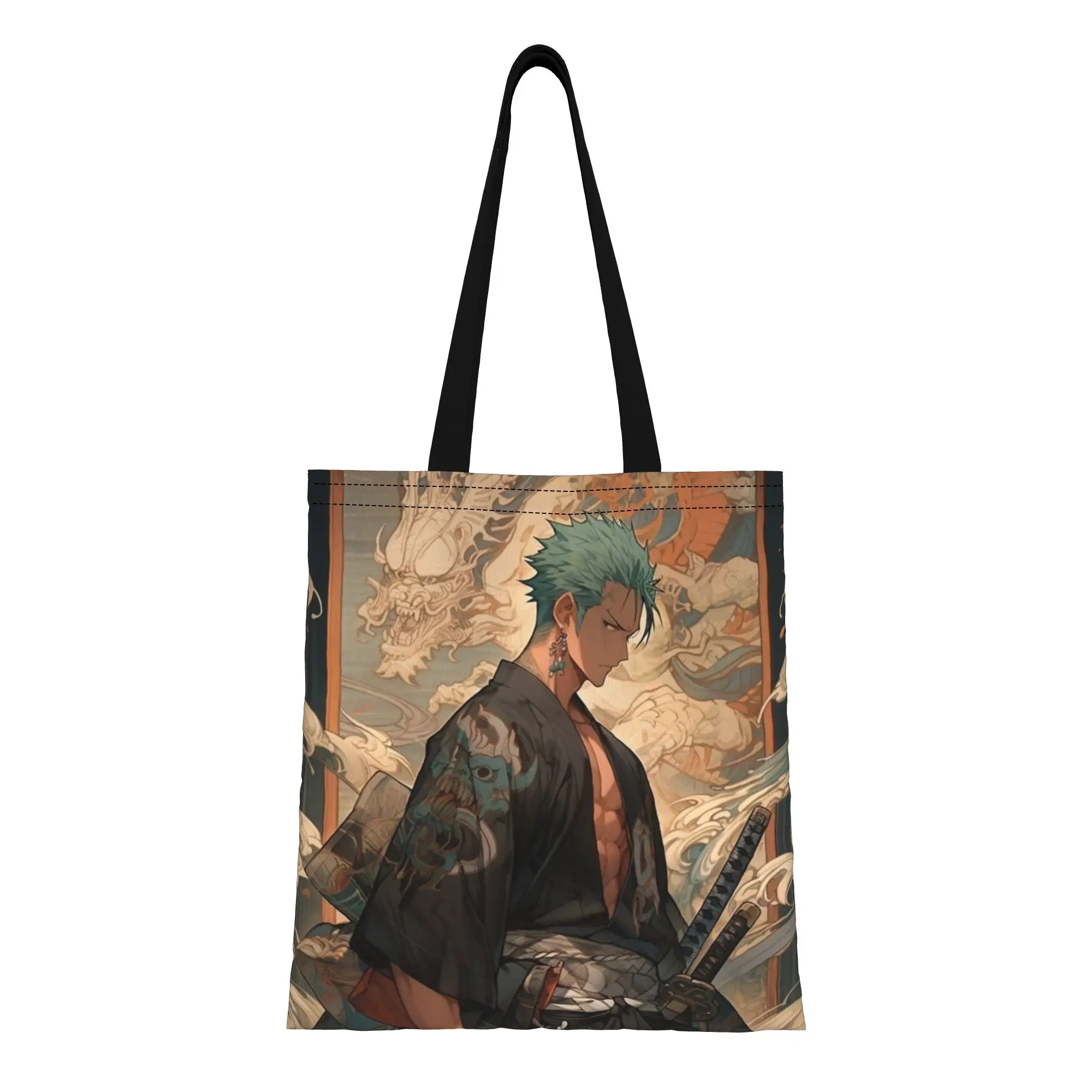 Back to school season Pirate King Anime One Piece Canvas Tote Bag Perfect for Outdoor Women's Top-Handle Bags