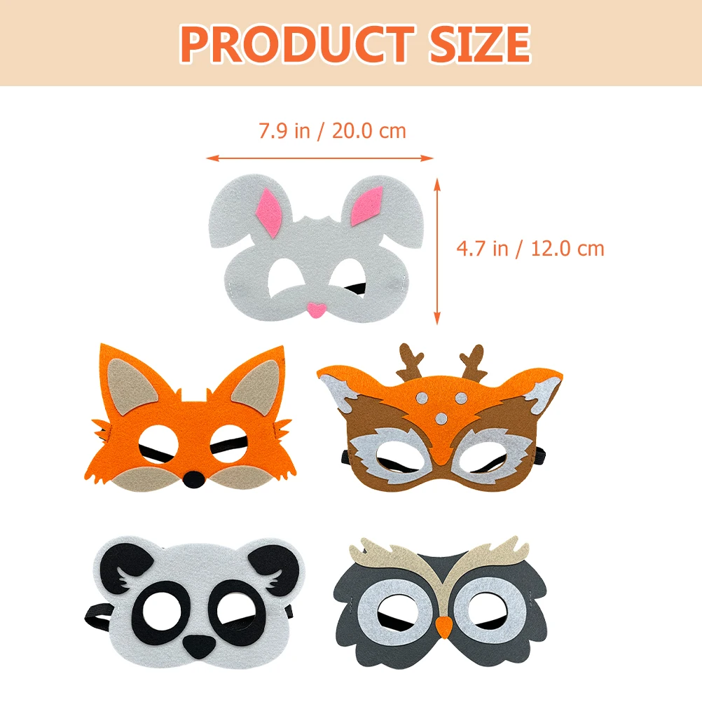 5pcs Animal Felt Masks Party Favors Animal Masks Kid Animal Masks for Party