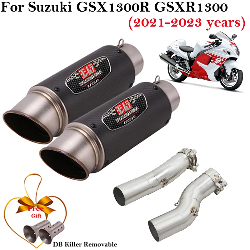 Slip On For Suzuki Hayabusa GSXR1300 GSXR 1300 2021-2023 Motorcycle Exhaust Escape System Modify Double Middle Link Pipe Muffler