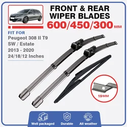 For Peugeot 308 II T9 SW Estate 2013 - 2020 GT Line Car Wiper Blades Front Rear Windshield Brushes Windscreen Window Accessories