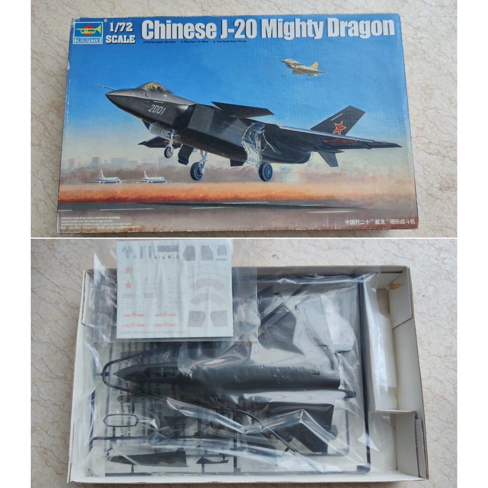 

Trumpeter 01663 Масштаб 1:72 PLAAF J-20 J20 Могучий дракон Стелс-истребитель Пластиковая сборная модель Комплект Военная строительная игрушка