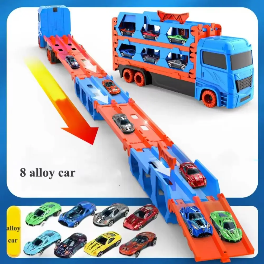 Dual-mode Car Transporter Truck Toys Expand-length Swallowing Slide Truck Transformed Toy Large Capacity Racing