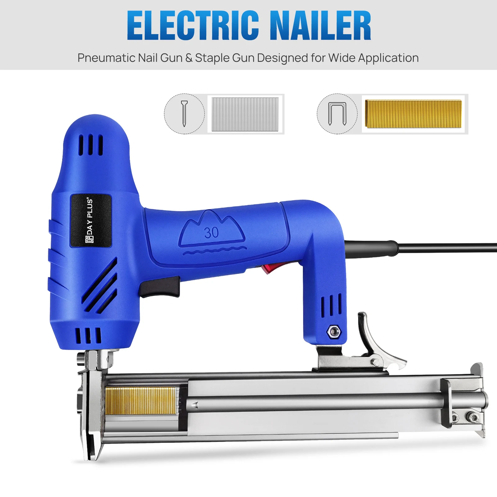 BRIEFNESS Electric Nail Gun 2IN1 Nailer Stapler Framing Nailer Tacker Furniture Staple Gun Power Tool Ideal for Woodworking