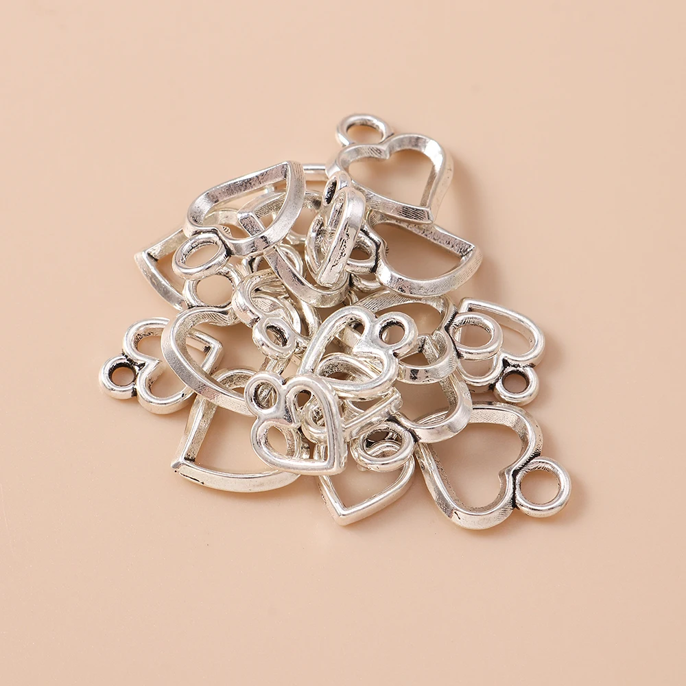 Leslie 30 Stück hohle, niedliche Liebesherz-Anhänger für DIY-Armbänder, Halsketten, Anhänger, handgefertigtes Schmuckzubehör – Detail 5