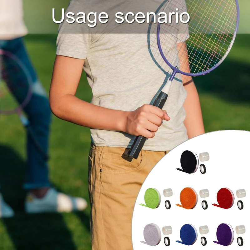 لفة شريط قبضة كرة الريشة، منشفة قبضة مضرب كرة الريشة ماصة للماء، شريط قبضة مضاد للانزلاق، شريط قبضة مضرب كرة الريشة