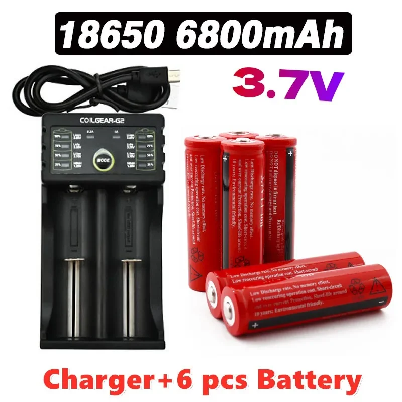 18650 recharable battery   3.7V 6800 mAh 18650 rechargeable lithium-ion battery 3.7V for LED flashlights