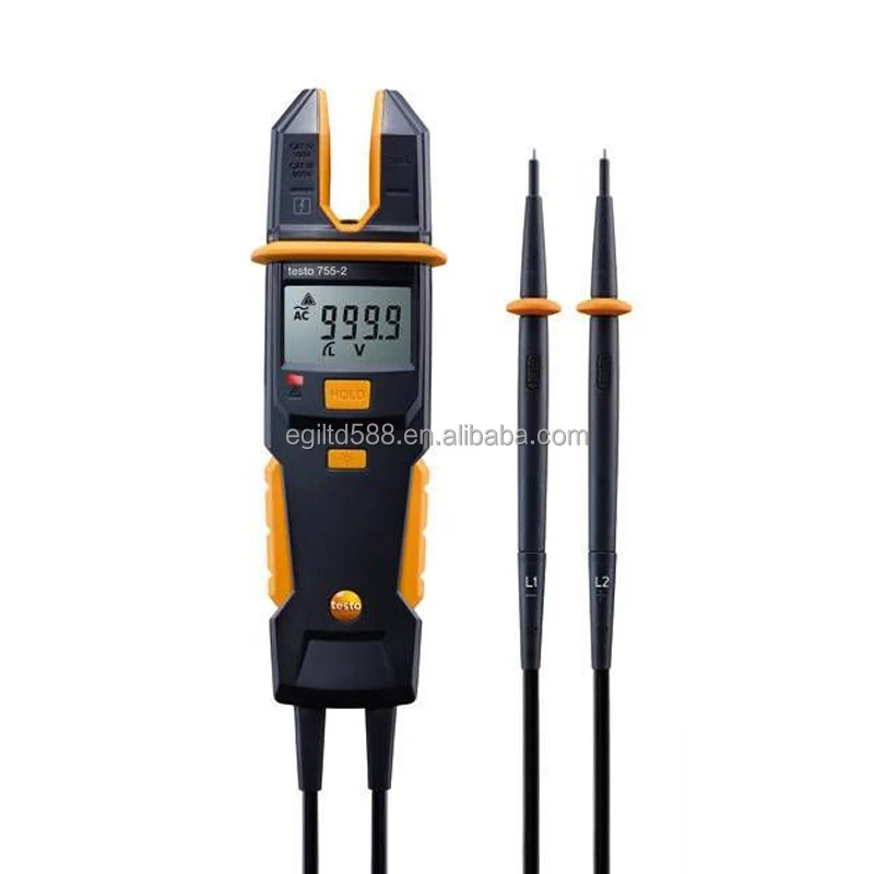 Testo 755-2 Current / Voltage Meter with 200 A AC, 1000 V AC/DC, Continuity, and Phase Rotation Tester 0590 7552