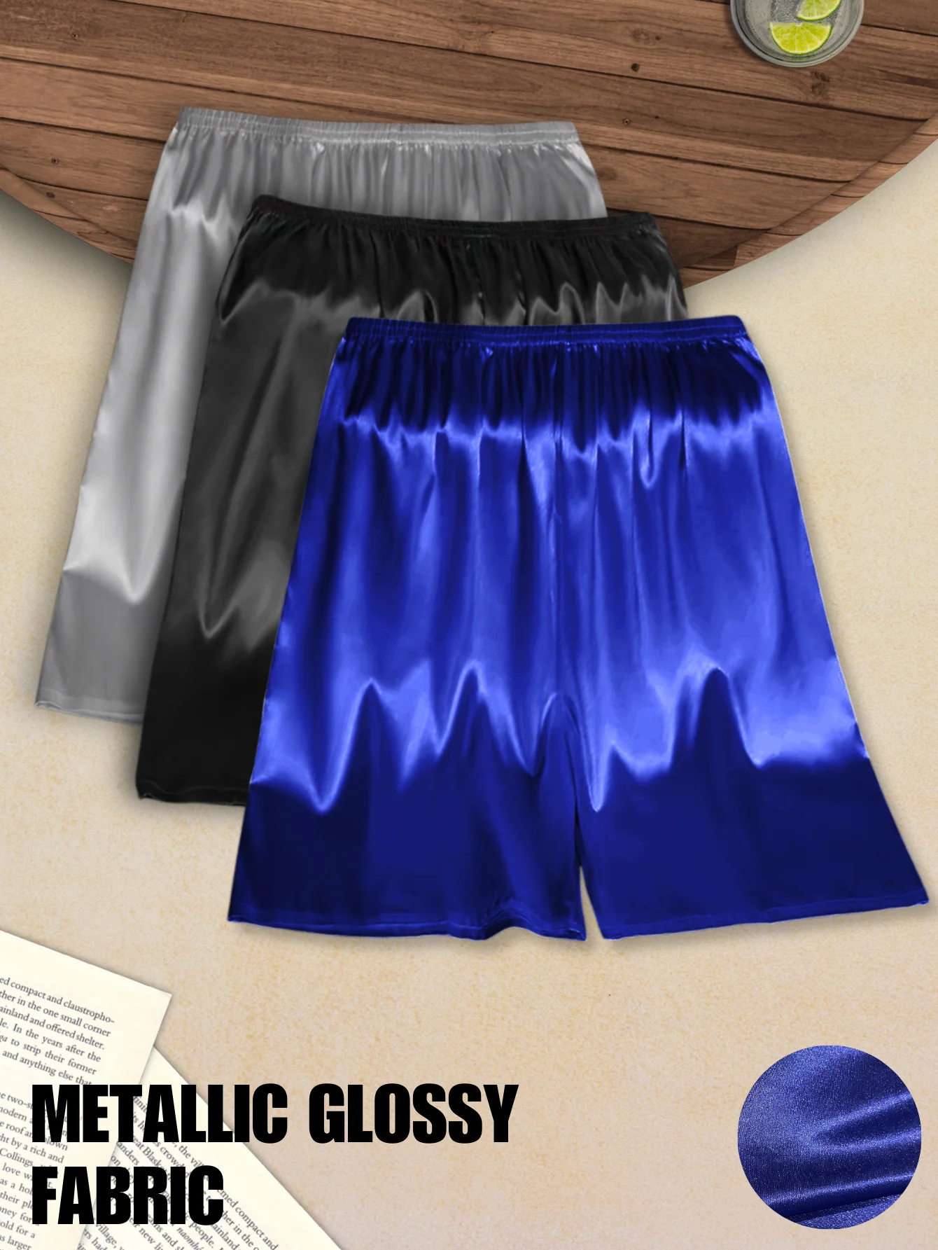 

Ice Silk Men Underwear Metallic Glossy Sleeper Pants Elastic Band Design Comfortable Fit Fashion Casual Sexy Sleepwear Shorts