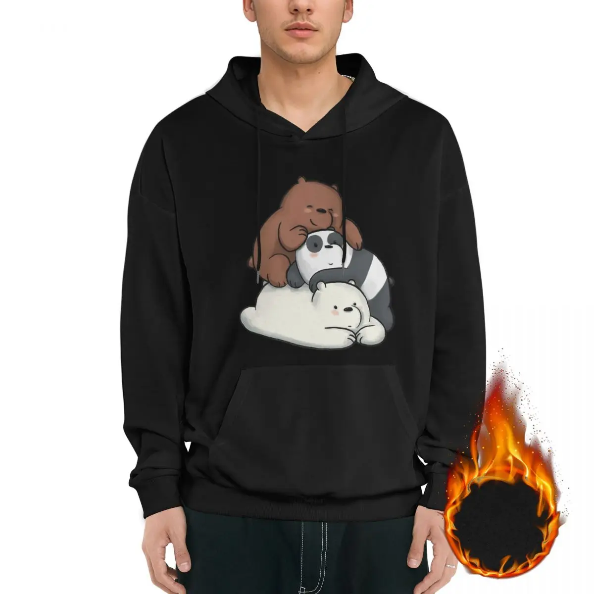 We Bared Beared Bears Love! Classic Hoodie Men's Fleece Hoodie Black Long -sleeved Hoodie