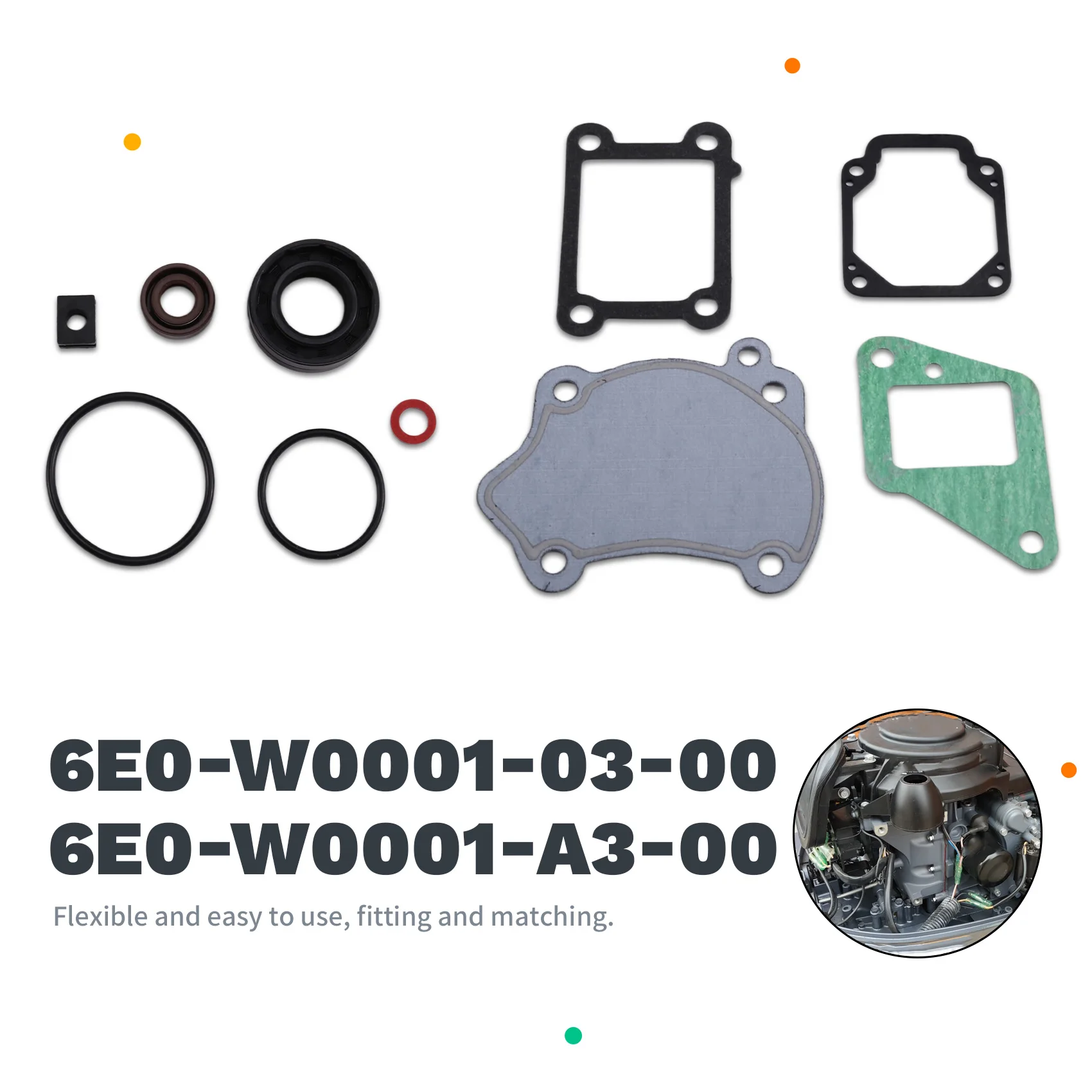 

Комплект прокладок для подвесных двигателей мощностью 4/5 л.с. 6E0-W0001-03-00 6E0-W0001-A3-00 6E0-W0001-C3
