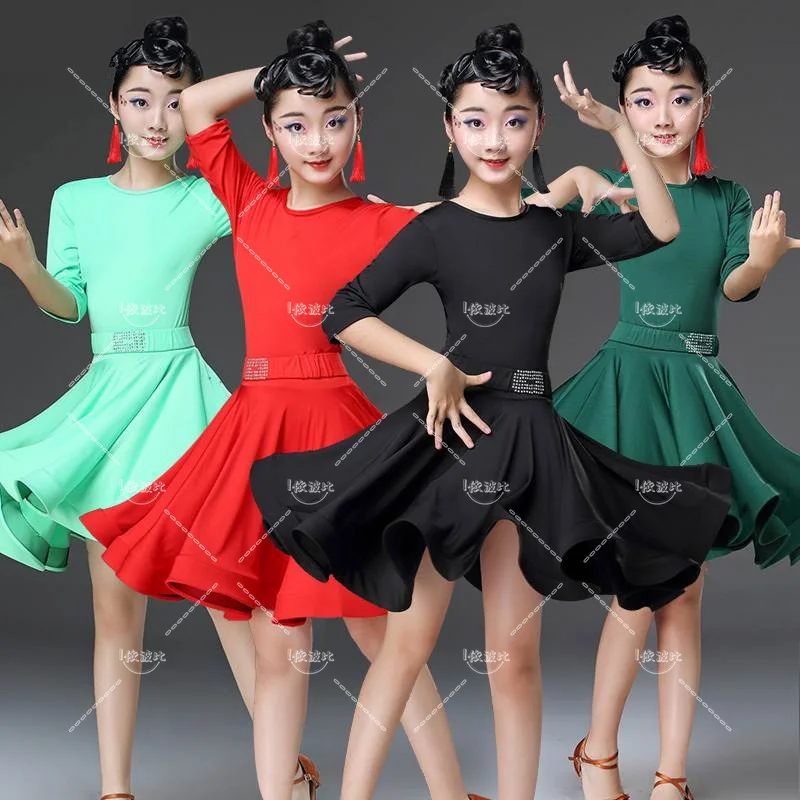 

girls latin dresses for dancing ballroom dance dress rumba samba velvet children samba cha cha tango skirt standard salsa