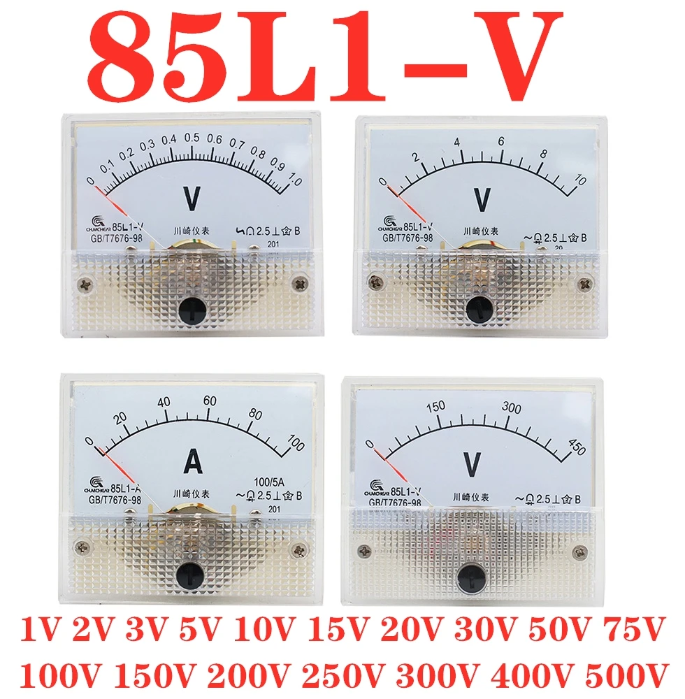 85L1 AC Analog Voltage Meter Panel 3V 5V 10V 20V 50V 150V 250V 300V 500V Gauge Voltage Mechanical Voltmeter