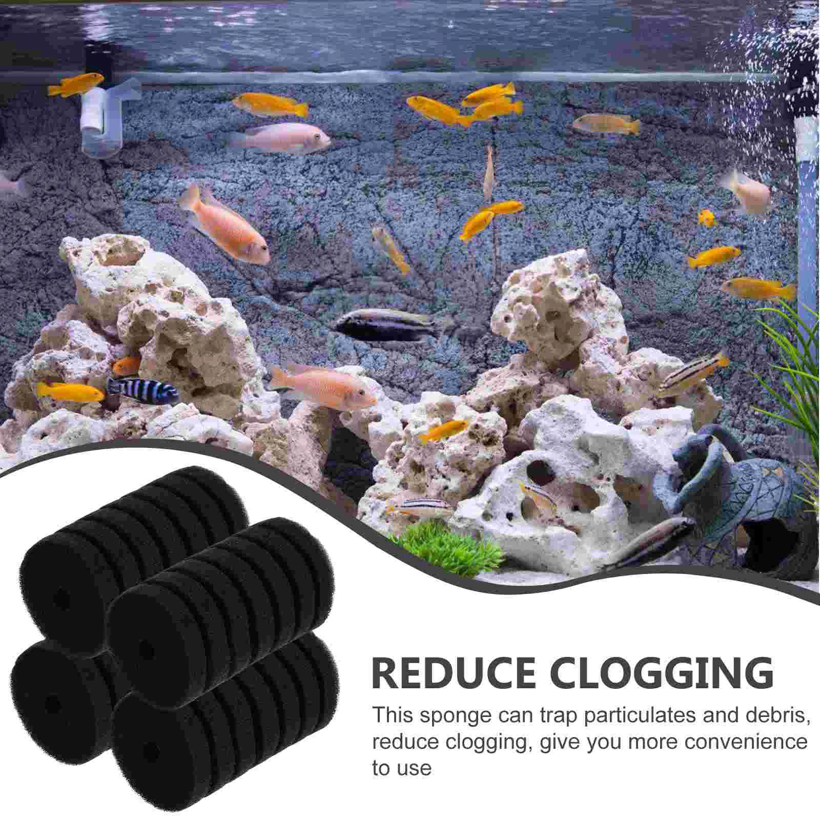 4 Pcs Electric Aquarium Filter Anti-gas Lift Silent Double-head Air Pump Three-in-one Fish Suction Replacement Sponge Cover for