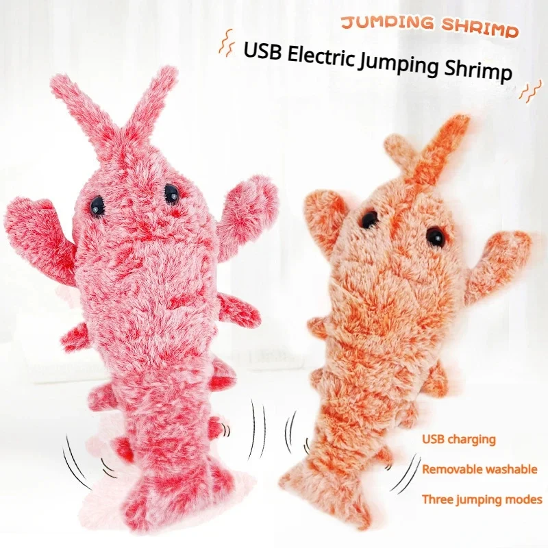 

Electric Jumping Shrimp Cat Toy USB Rechargeable Simulation Lobster Plush Interactive Pet Toy