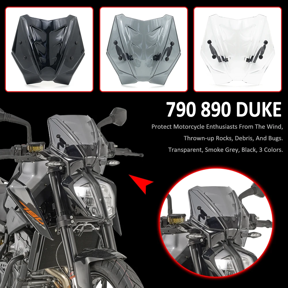 Motorcycle Front Fairing Windscreen Windshield Fly Wind Deflector Screen FOR 790 890 Duke 790Duke 890Duke 2018-2022 2021 2020