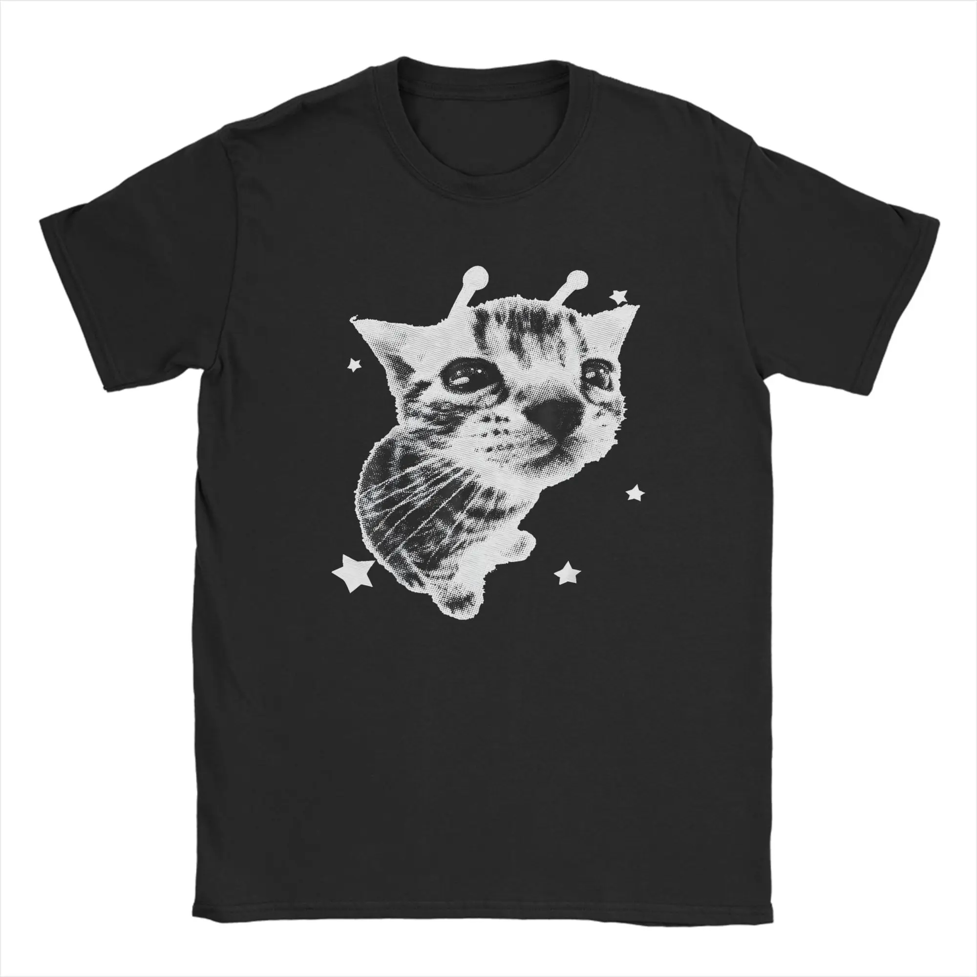 

Cat Silly Alien Cat Meme Y2K Vintage Kitty T Shirt Summer Cotton T-Shirts For Man Leisure Casual Tee Shirt Short Sleeve Top Tees