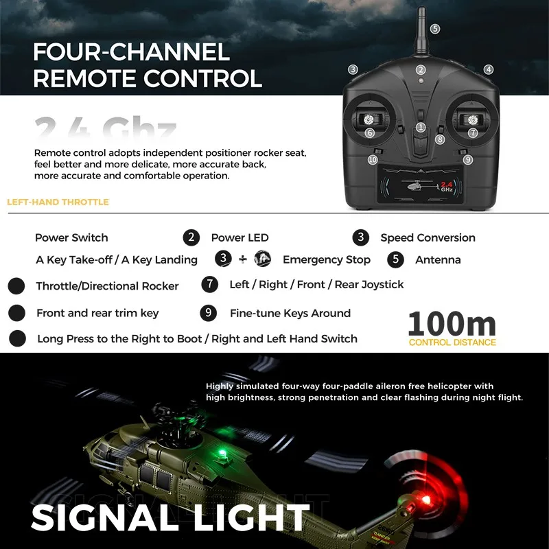 Wltoys K170 UH-60L RC Helicopter 2.4G 4CH 6-Axis Gyro Brushless Motor Green Remote Control Flybarless Black Hawk Plane Toys