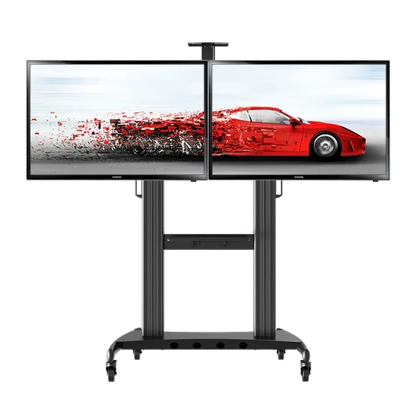 LCD TV Mobile Cart AVT1800-65-2A Floor Stand Dual Screen TV Mobile Bracket 40-65 inches