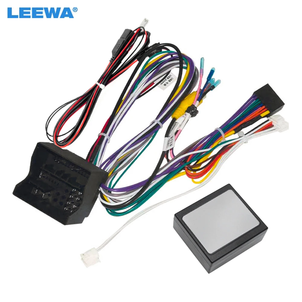 LEEWA Car Audio 16PIN Andriod CD/DVD Player Power Calbe Adapter For Volkswagen Golf 7 Stereo Plug Wiring Harness