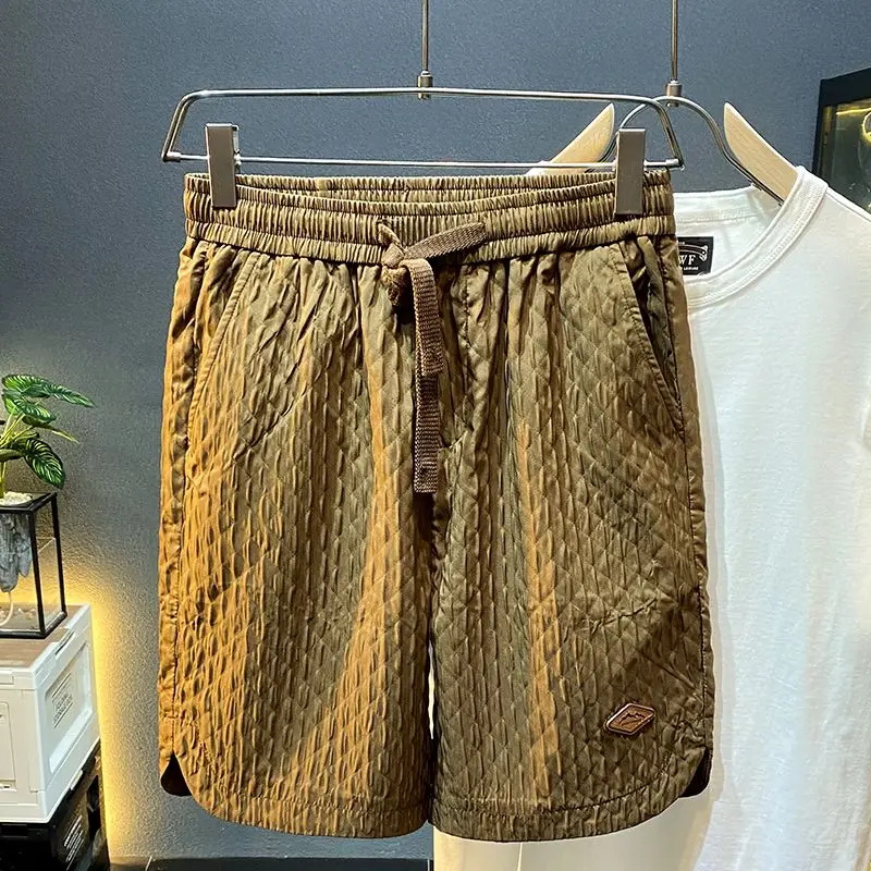 

High-End American Style Summer Lightweight Cool Feeling Soft Breathable Casual Loose Straight Leg Five-Quarter Length Shorts