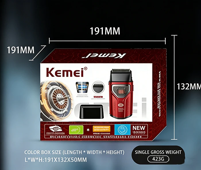 KEMEI KM-T299 Barttrimmer Professioneller Doppelfolien-Rasierer LCD-Display Rasierer Externer Rotor Bürstenloser Motor Barttrimmer für Männer – Detail 14