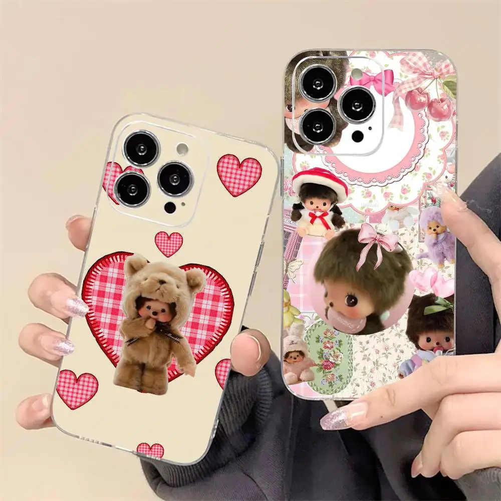 

Plush Doll M-Monchhichis Phone Case For iPhone17,16,15,14,13,12,11 Plus,Pro Max Soft Transparent Cover