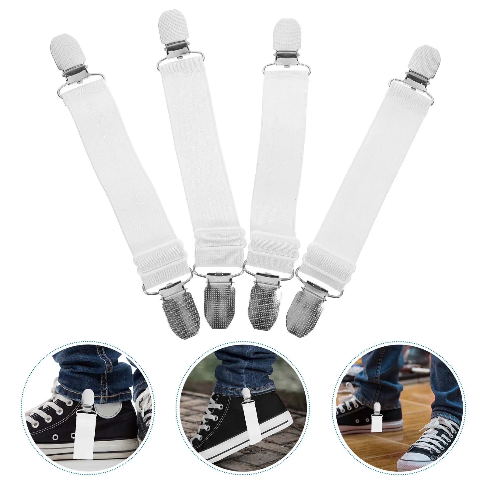 

4pcs Elastic Cuffs Pants Blue Adjustable Straps Clips Leg Biking Work Holder Windproof Motorcycle Pant Keepers Fasteners