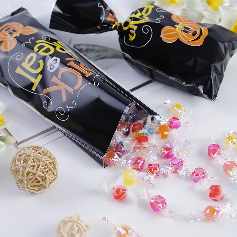 50pcs Scary Ghost Pumpkin Happy Halloween Candy Gift Bags Trick Or Treat Bags Party Decorations Favor Goodie Gift Wrapping Bags