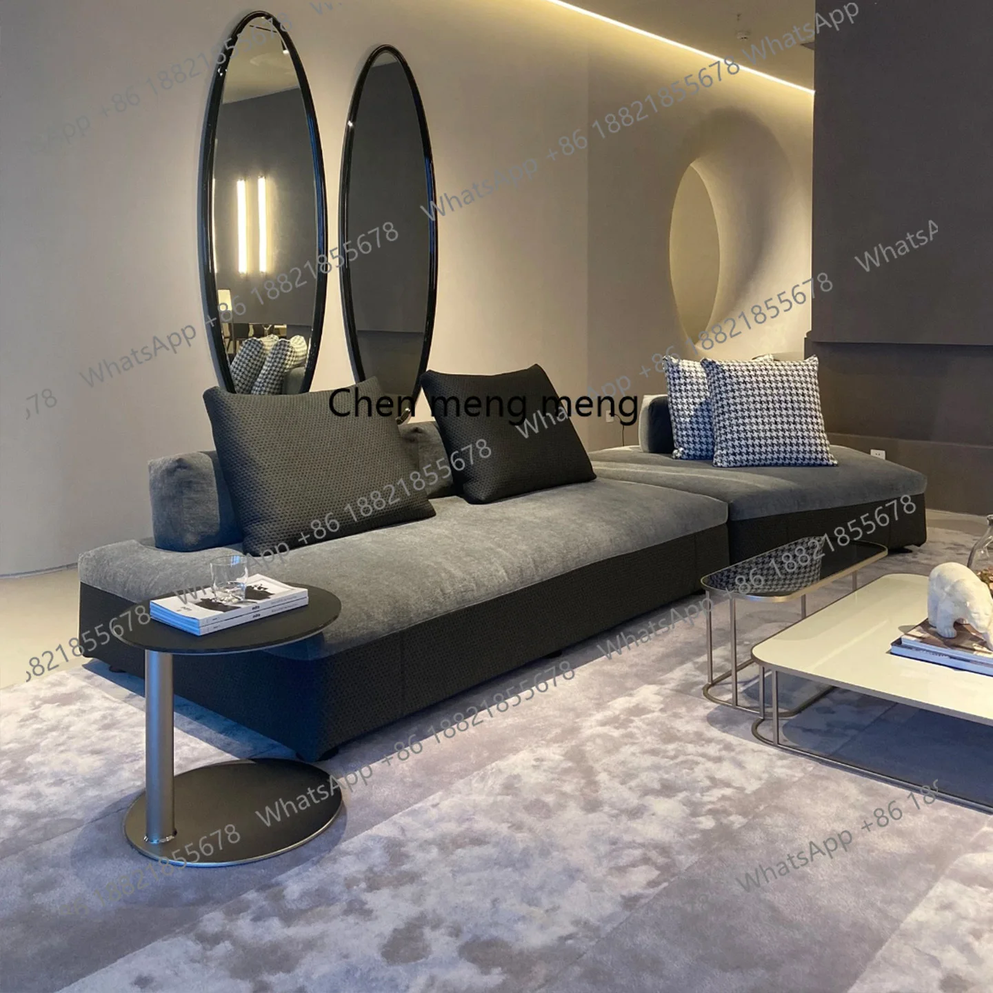 

Italian modular combination corner sofa living room new double-sided seating simple large flat-layer model