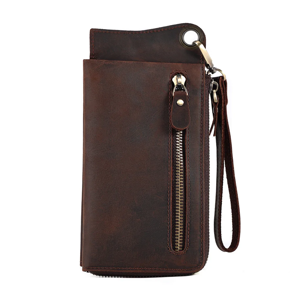 Crazy Horse Leather Men's wallet Rfid multi-slot Handheld long large-capacity multi-functional mobile phone storage wallet