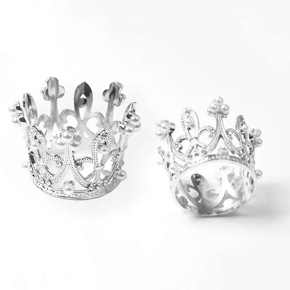 

12 Pcs Napkin Buckle Pearl Crown Rings Serviette Metal Holds For Party Zinc Alloy Valentine's Day Man
