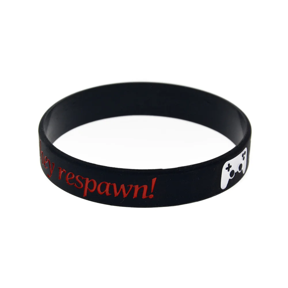 1 PC-Gamer Don't Die They Respawn Silikonarmband mit Tinte gefüllt, Farbe Schwarz, Armband für Damen oder Herren – Detail 6