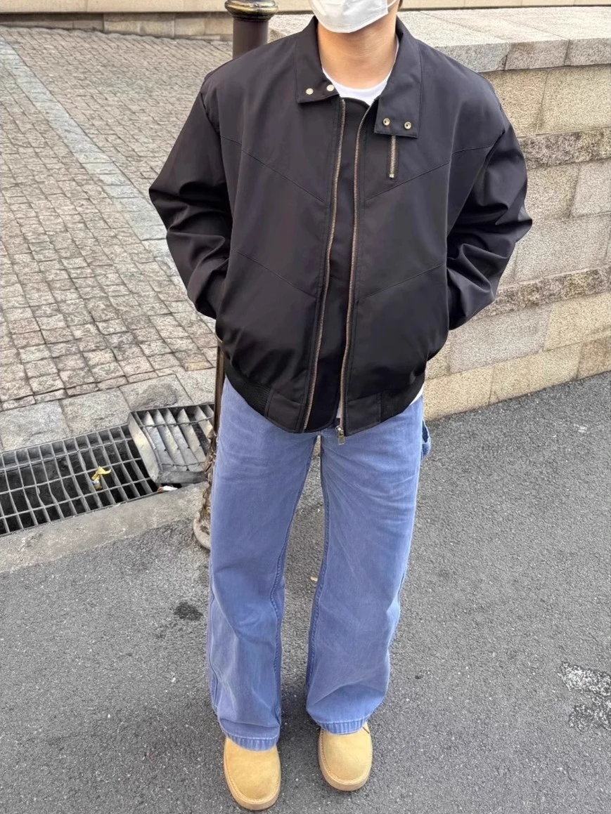 الأمريكية الرجعية الراقية هيكل الشعور رحلة جايت الرجال ربيع الخريف كلينفيت التطريز عادية الوقوف طوق العصرية