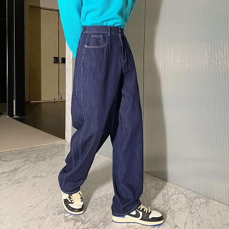 

Loose Straight Leg Men's Jeans Spring 2026 Fashion Urban Style Polyester Fiber Non-Stretch Harlan Pants Vintage American Trendy