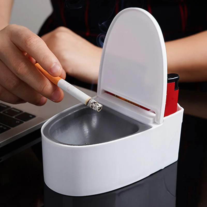 1pcs Creative Ashtray Home Living Room Bathroom Toilet Anti-fly Ash Ashtray with Cover Light Luxury High-end