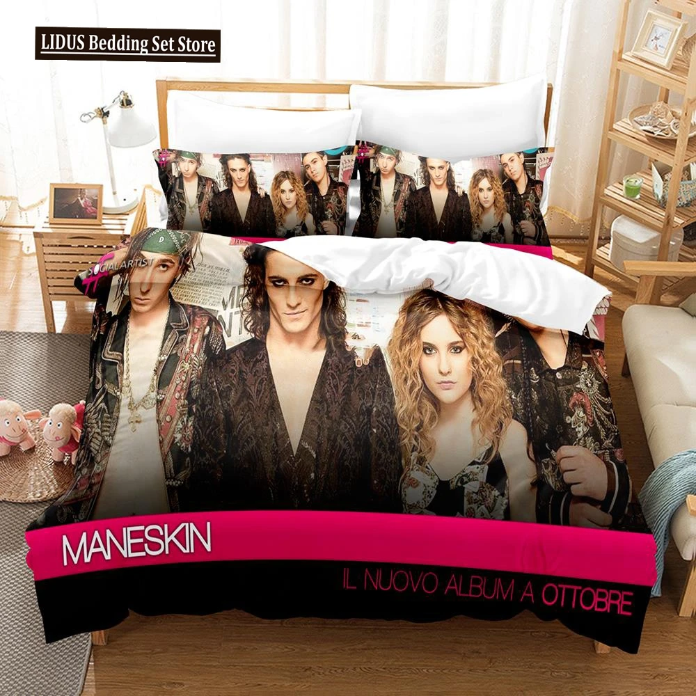 

3D Printed Maneskin Bedding Set Pillowcase Duvet Cover 3Pcs Double Twin Full Queen King Adult Boys Bedclothes Quilt Cover