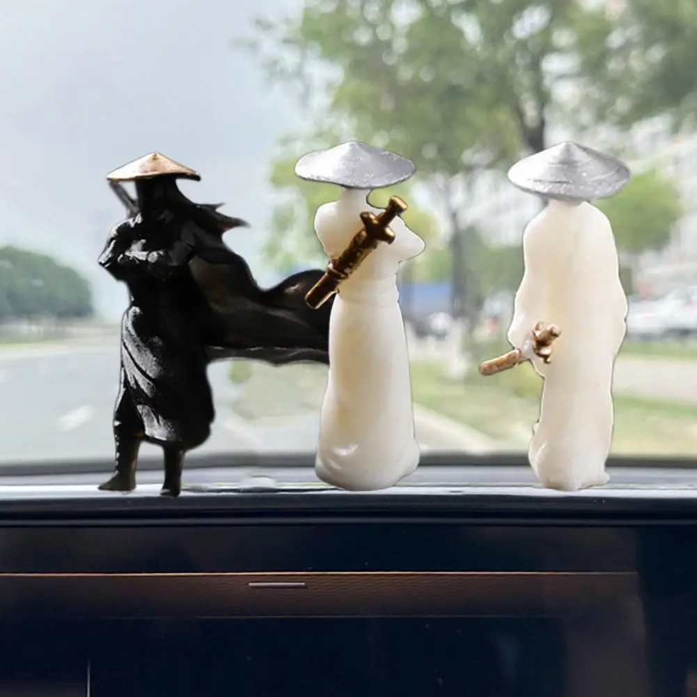 Knight-errant Figurine Vintage Chinese Style Resin Sculpture PVC Miniature Decoration Gift for Home Car Decoration