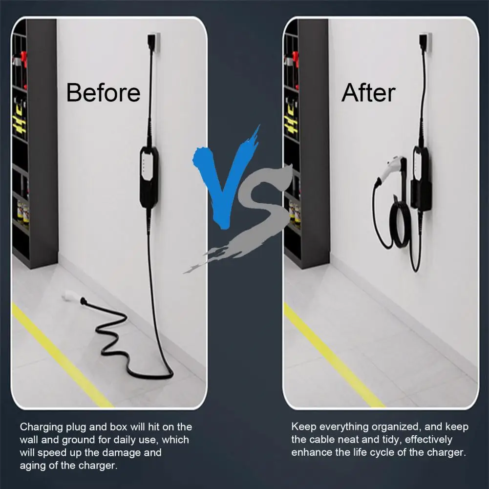 Wall-mounted Ev Charger Stand Electric Car Charging Box Holder Ev Charger Holder Wall Mount Bracket Anti-slip Cable Organizer